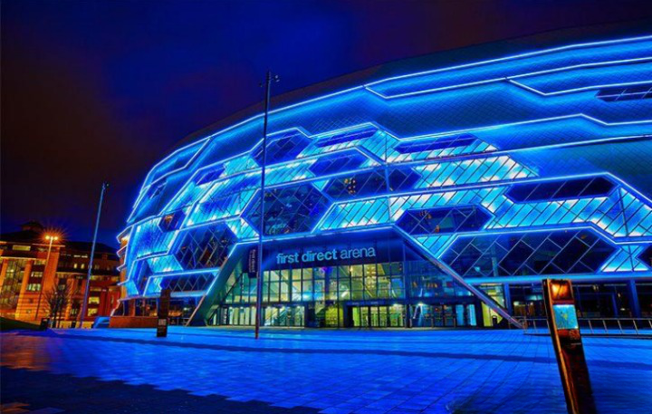 Hire <First Direct Arena> | Spaces Unlocked | <theatrical arena outdoor space in blue>